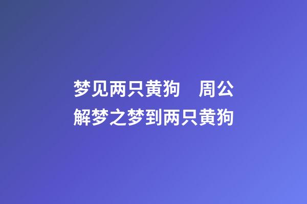 梦见两只黄狗　周公解梦之梦到两只黄狗